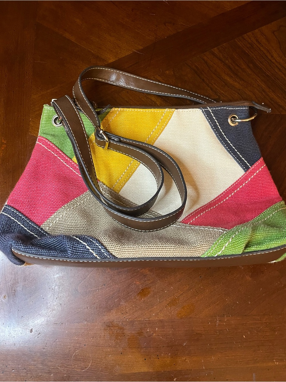 Relic Multicolor Patchwork Shoulder Bag with Brown Strap - Picture 8 of 10